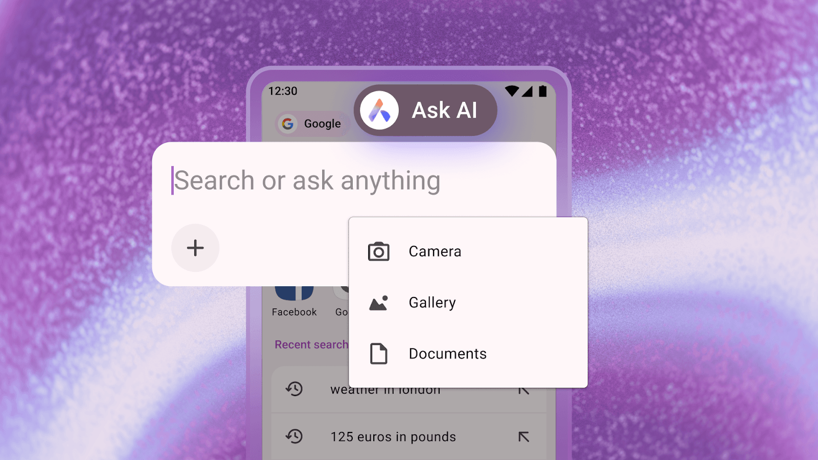 Attaching a photo, image or document to an AI question in the omnibox